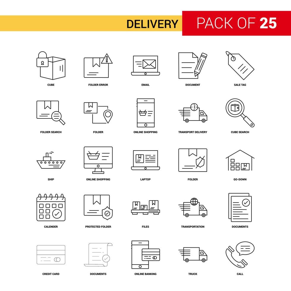 Delivery Black Line Icon 25 Business Outline Icon Set vector