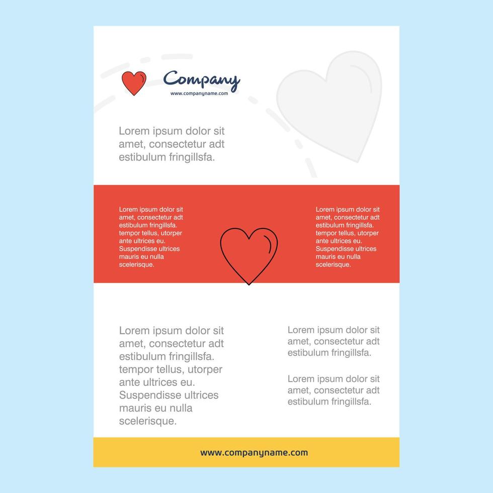 Template layout for Heart comany profile annual report presentations leaflet Brochure Vector Background