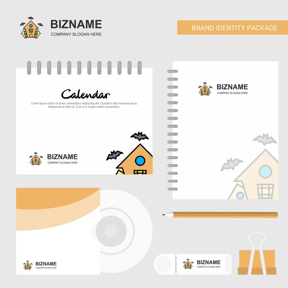 Hunted house Logo Calendar Template CD Cover Diary and USB Brand Stationary Package Design Vector Template