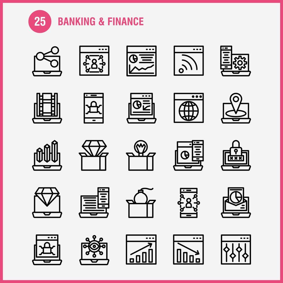 paquete de iconos de línea bancaria para diseñadores y desarrolladores vector