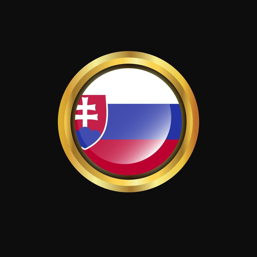 Slovakia flag Golden button vector