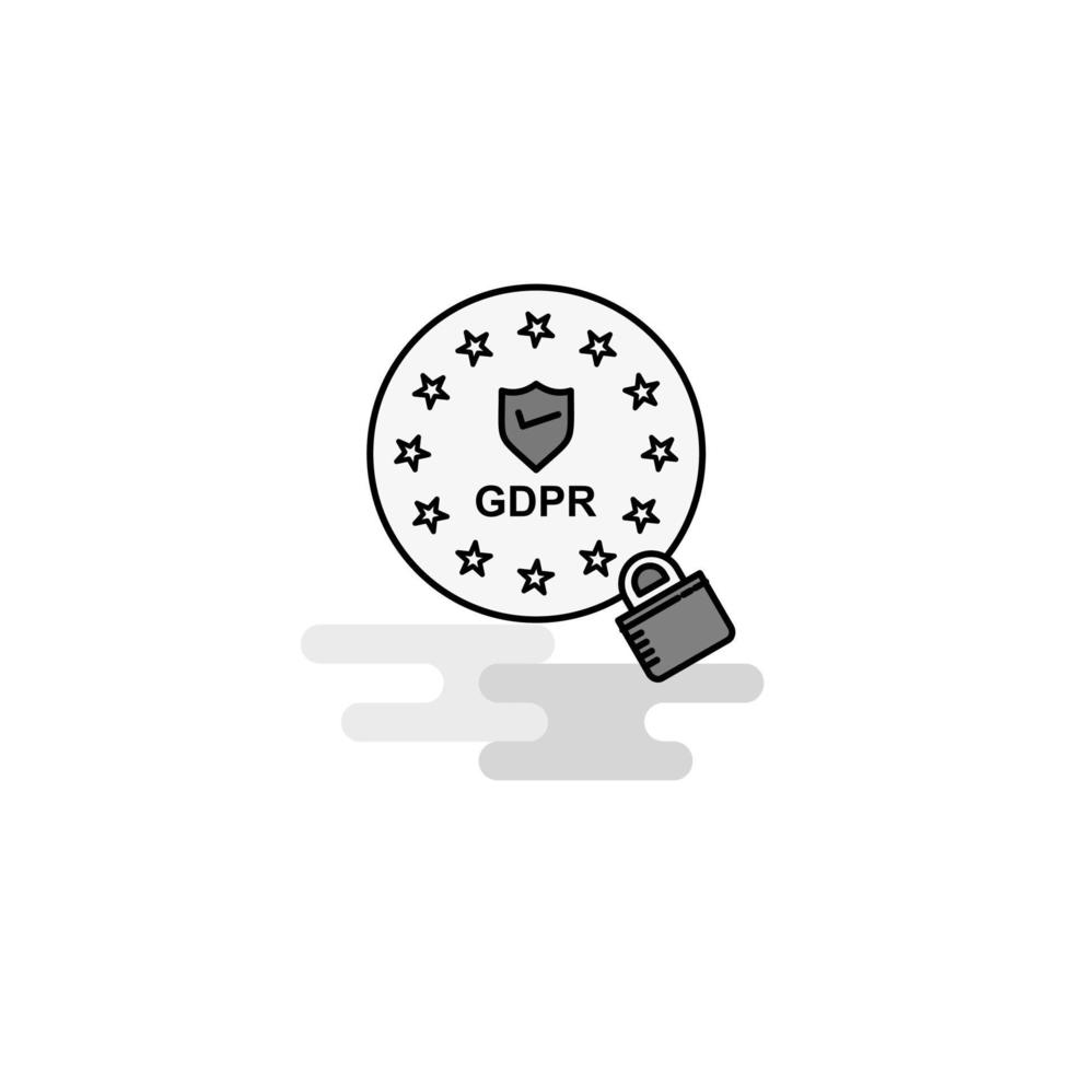 GDPR Web Icon Flat Line Filled Gray Icon Vector