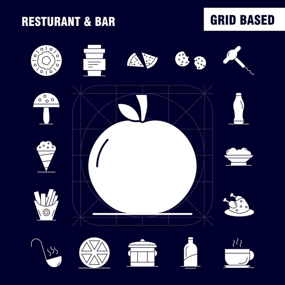 icono de glifo sólido de restaurante y bar para impresión web y kit de uxui móvil, como pizza de pieza de comida, comida, comida, patata, comida, paquete de pictogramas, vector