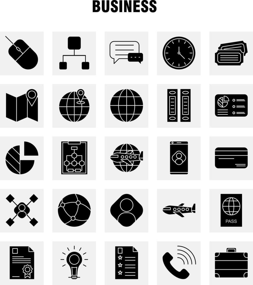 Business Solid Glyph Icons Set For Infographics Mobile UXUI Kit And Print Design Include Laptop Graph Graph Laptop Computer Dart Game Focus Eps 10 Vector