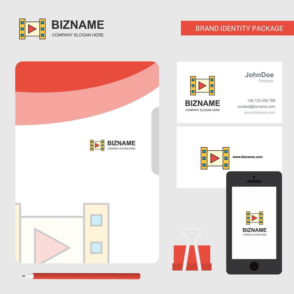 Video Business Logo File Cover Visiting Card and Mobile App Design Vector Illustration