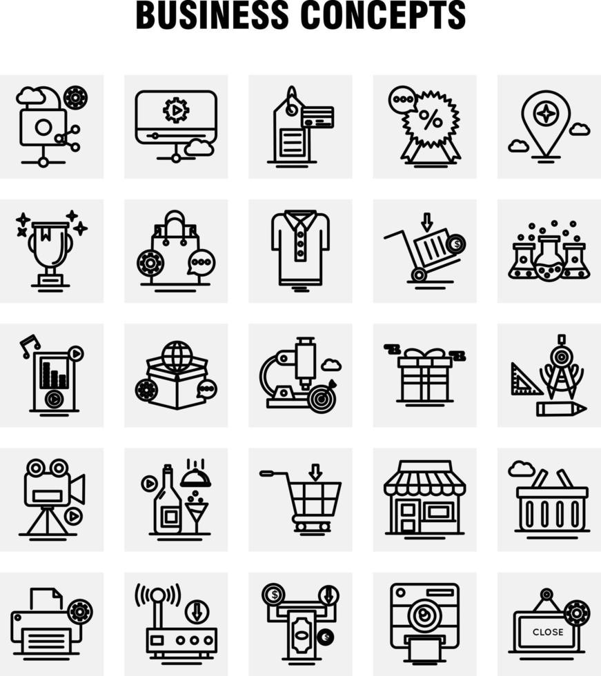 Business Concepts Line Icons Set For Infographics Mobile UXUI Kit And Print Design Include Open Board Board Shop Mall Calendar Date Months Collection Modern Infographic Logo and Pictogram vector