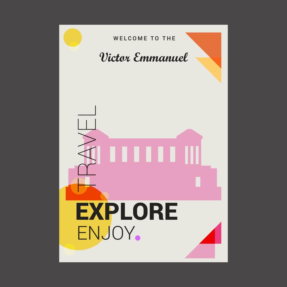 bienvenido a la plantilla de póster de victor emmanuel italy explore travel enjoy vector