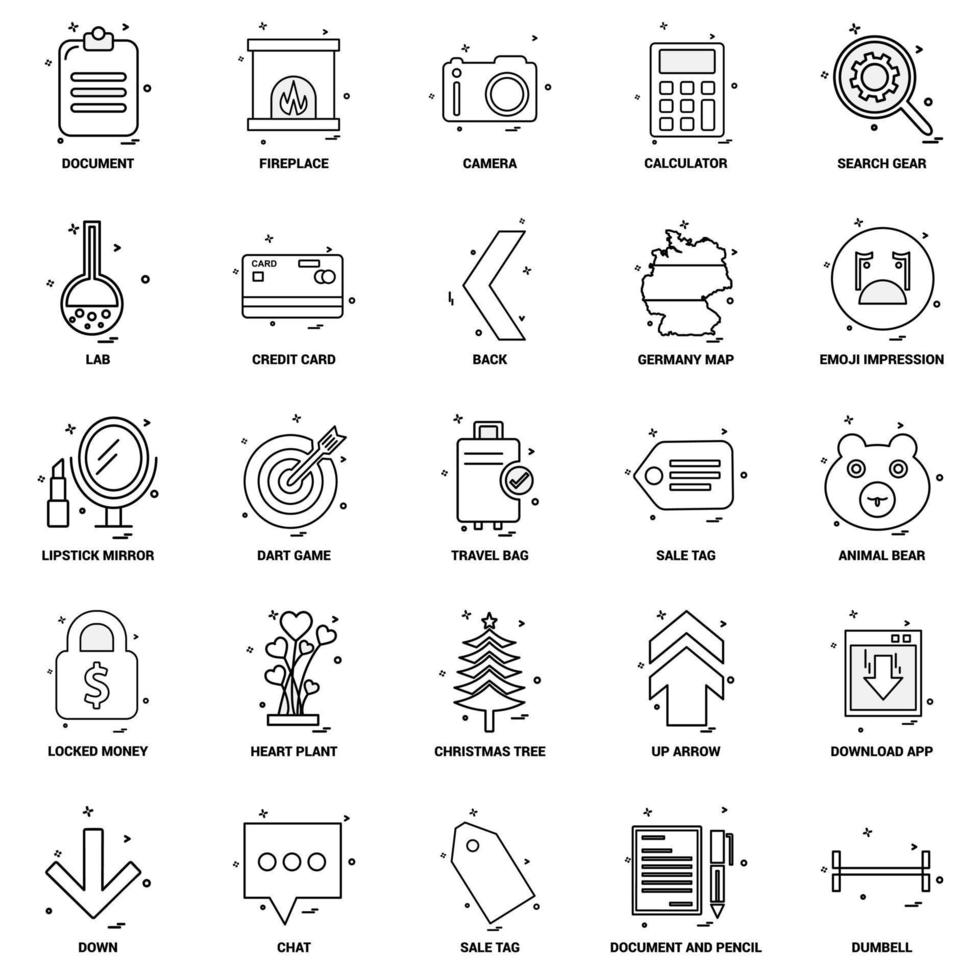 25 conjunto de iconos de línea de mezcla de concepto de negocio vector