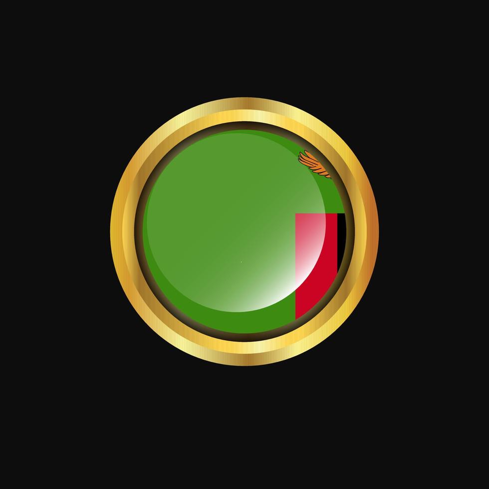 Zambia flag Golden button vector