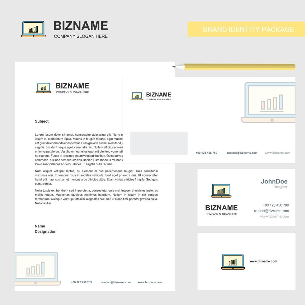 Laptop Business Letterhead Envelope and visiting Card Design vector template