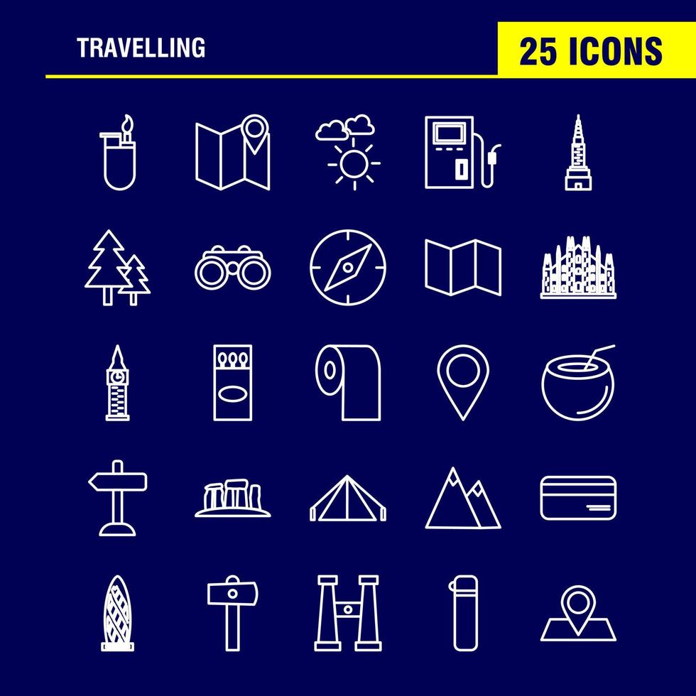 Travelling Line Icons Set For Infographics Mobile UXUI Kit And Print Design Include Direction Board Board Direction Traffic Board Dish Food Eps 10 Vector