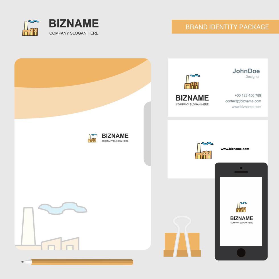 Industry Business Logo File Cover Visiting Card and Mobile App Design Vector Illustration