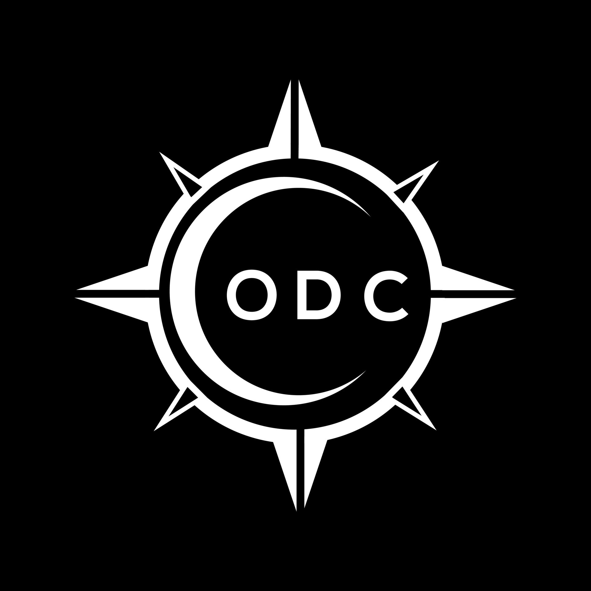 odc-abstract-technology-circle-setting-logo-design-on-black-background-odc-creative-initials-letter-logo-vector