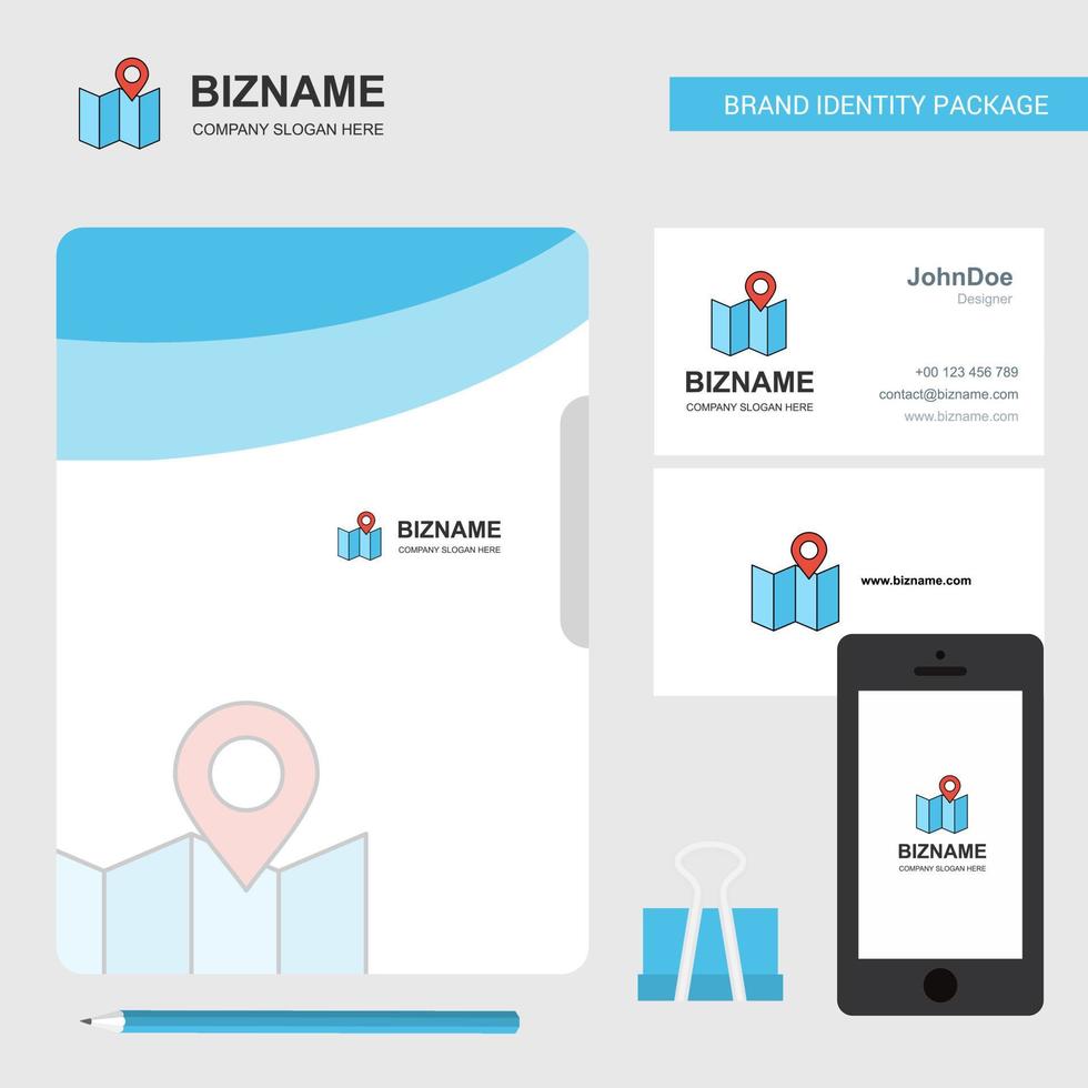 Map Business Logo File Cover Visiting Card and Mobile App Design Vector Illustration