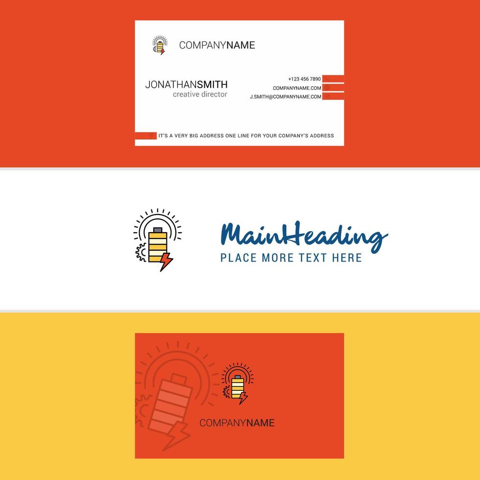 Beautiful Battery Logo and business card vertical Design Vector