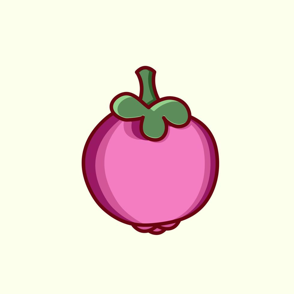 Delicious tropical and exotic fruit. mangosteen vector illustration. flat icon