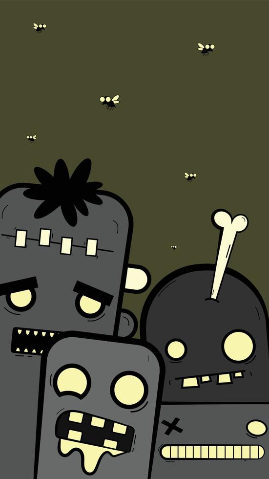 fondo de pantalla del teléfono zombies del doodle vector