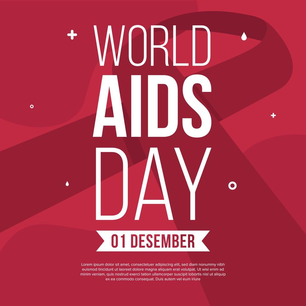 World Aids Day Social Media Design Post Red Ribbon vector