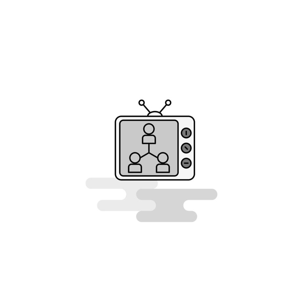 Television Web Icon Flat Line Filled Gray Icon Vector