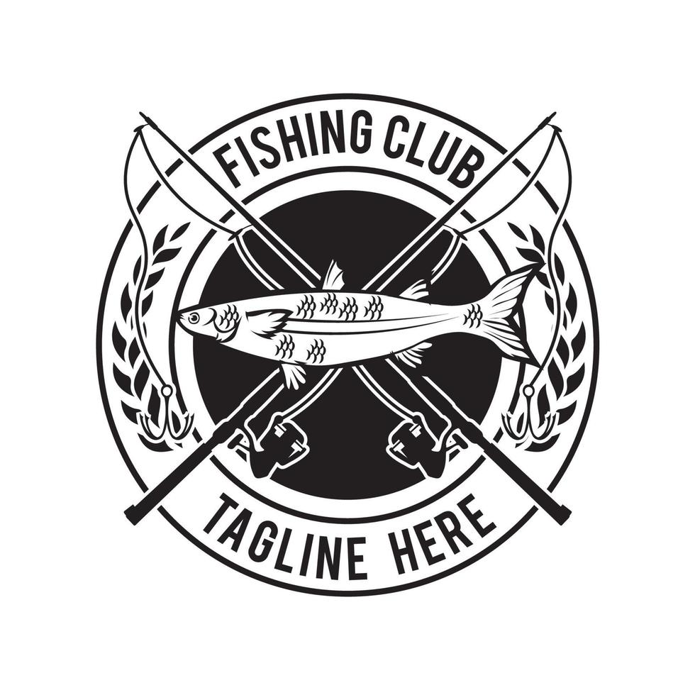 Fishing rod with mullett fish, perfect for Fishing club logo designPrint vector