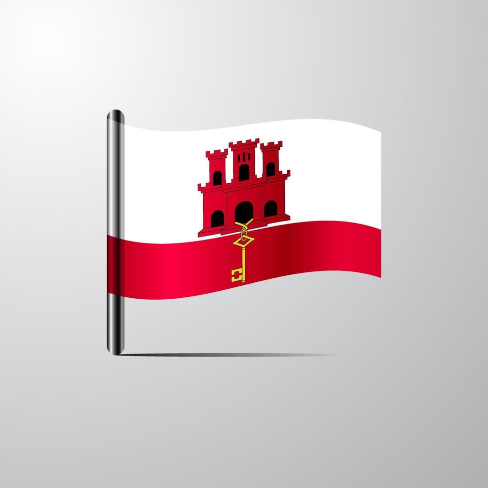 Gibraltar waving Shiny Flag design vector