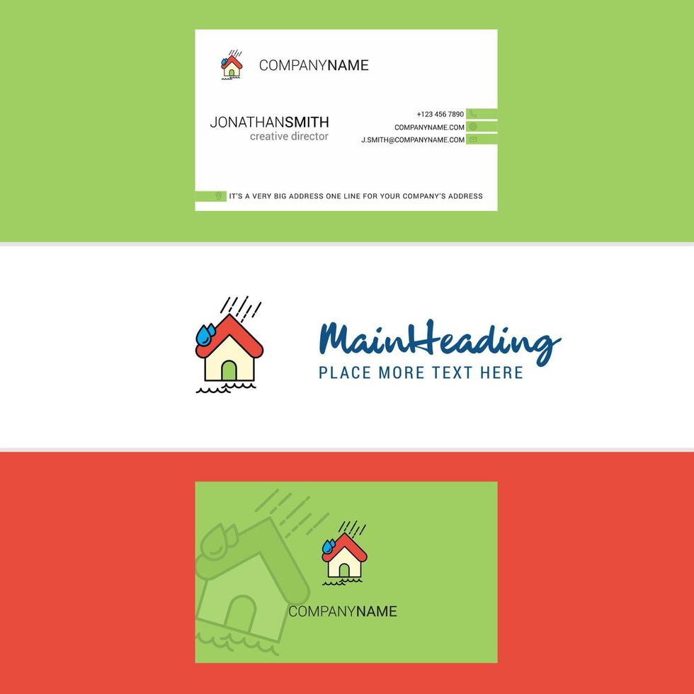 Beautiful Raining Logo and business card vertical Design Vector