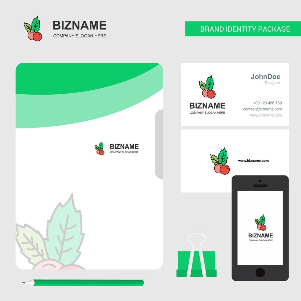 Cherries Business Logo File Cover Visiting Card and Mobile App Design Vector Illustration