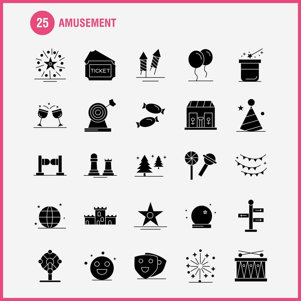 Amusement Solid Glyph Icon for Web Print and Mobile UXUI Kit Such as Comedy Drama Entertainment Theater Emojis Carnival Circus Magic Pictogram Pack Vector
