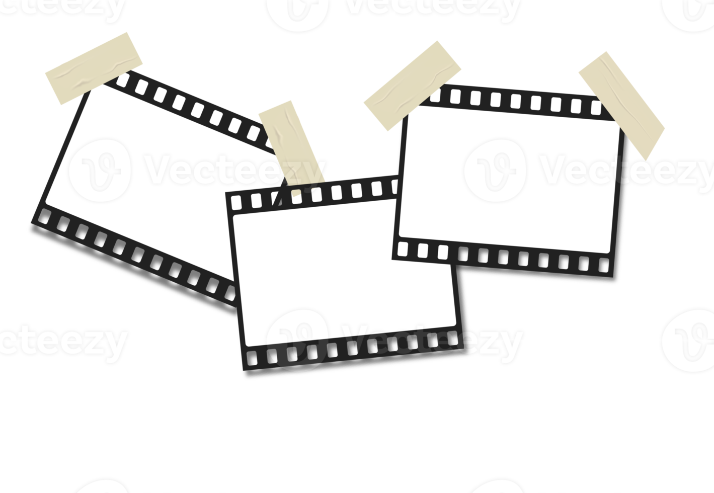 Blank realistic filmstrip photo frame. Empty retro film equipment illustration. png