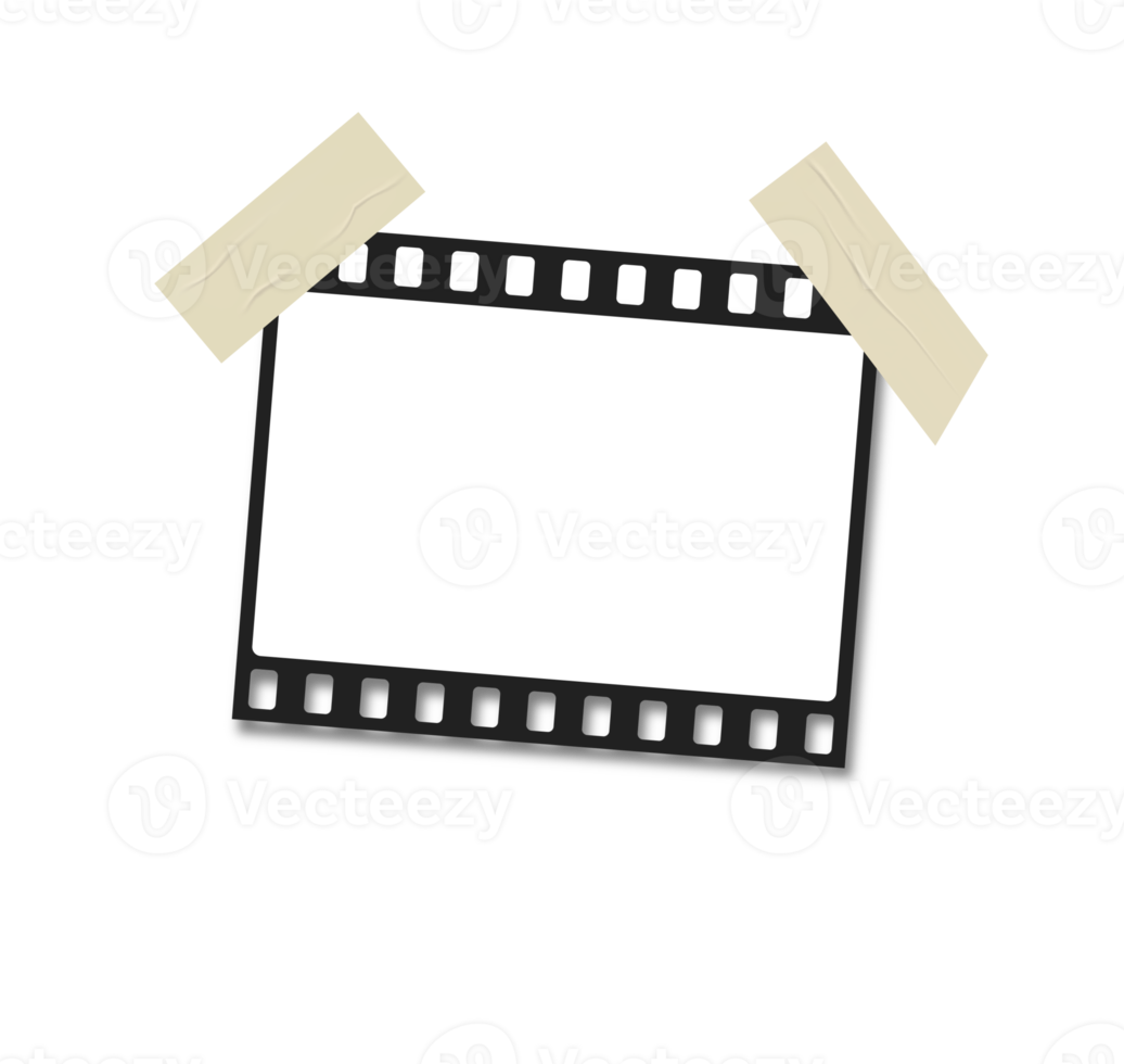 Blank realistic filmstrip photo frame. Empty retro film equipment illustration. png