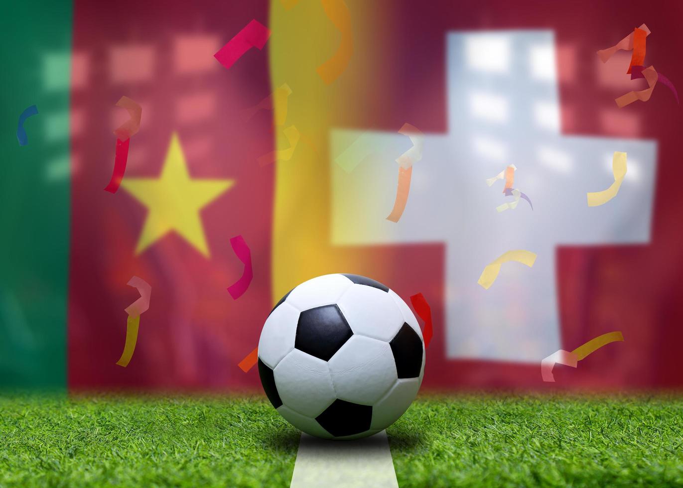 Football Cup competition between the national Cameroon and national Switzerland. photo
