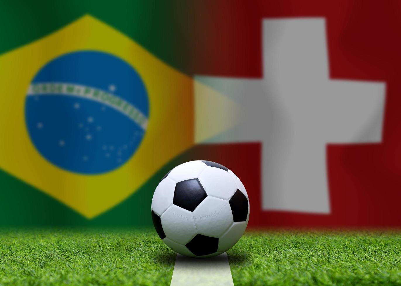 Football Cup competition between the national Brazil  and national Switzerland. photo