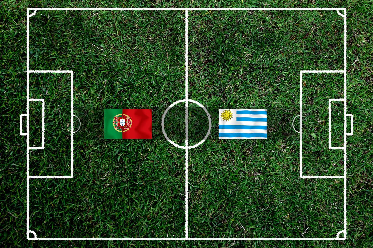 Football Cup competition between the national Portuguese and national Uruguay. photo