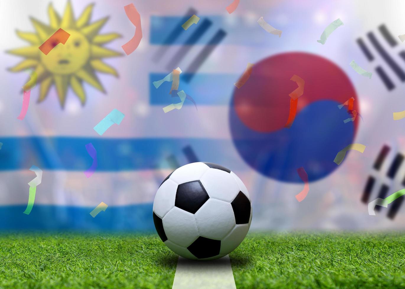 competición de copa de fútbol entre la nacional de uruguay y la nacional de corea del sur. foto