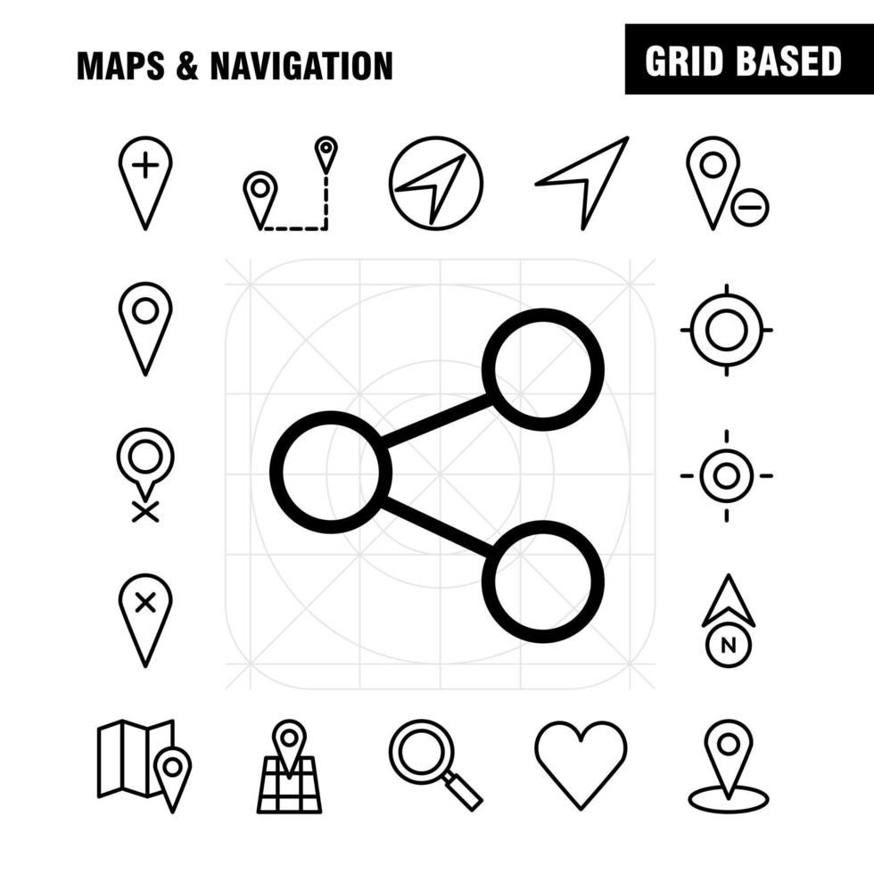 paquete de iconos de mapas y líneas de navegación para diseñadores y desarrolladores iconos de gps eliminar mapa mapas navegación brújula gps rumbo vector