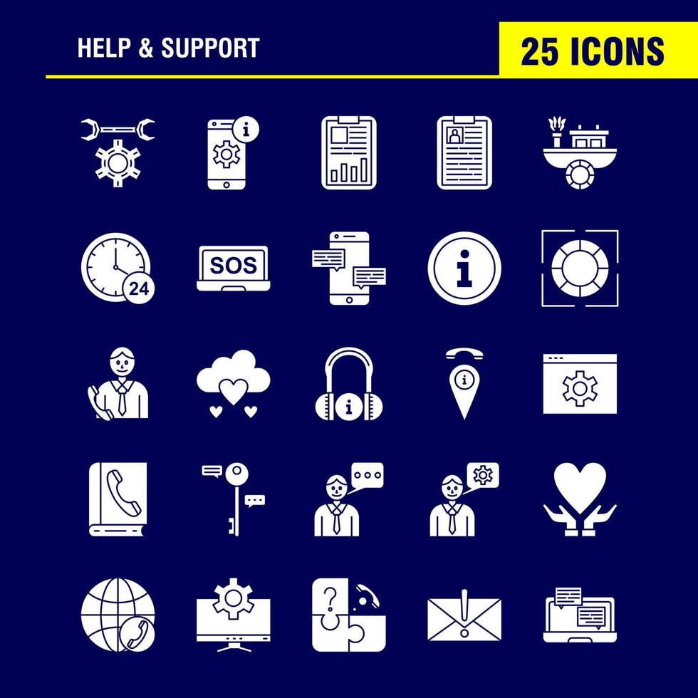 Help And Support Solid Glyph Icon for Web Print and Mobile UXUI Kit Such as Setting Gear Seo Mobile Information Setting Seo Board Pictogram Pack Vector