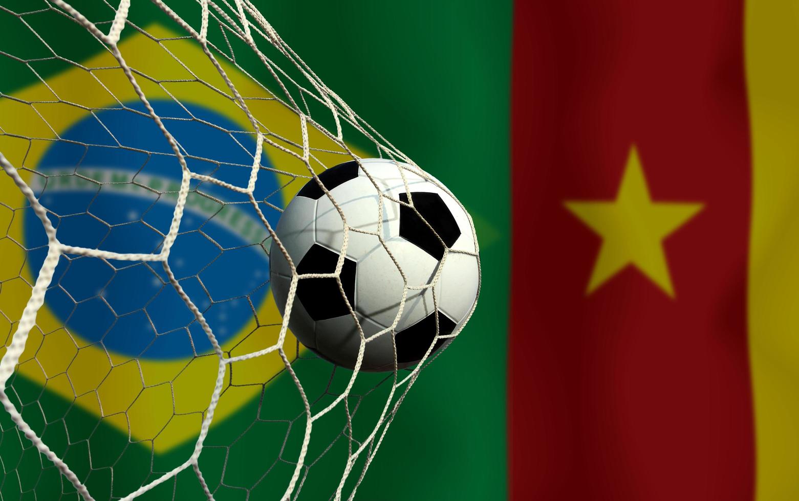 Football Cup competition between the national Brazil  and national Cameroon. photo
