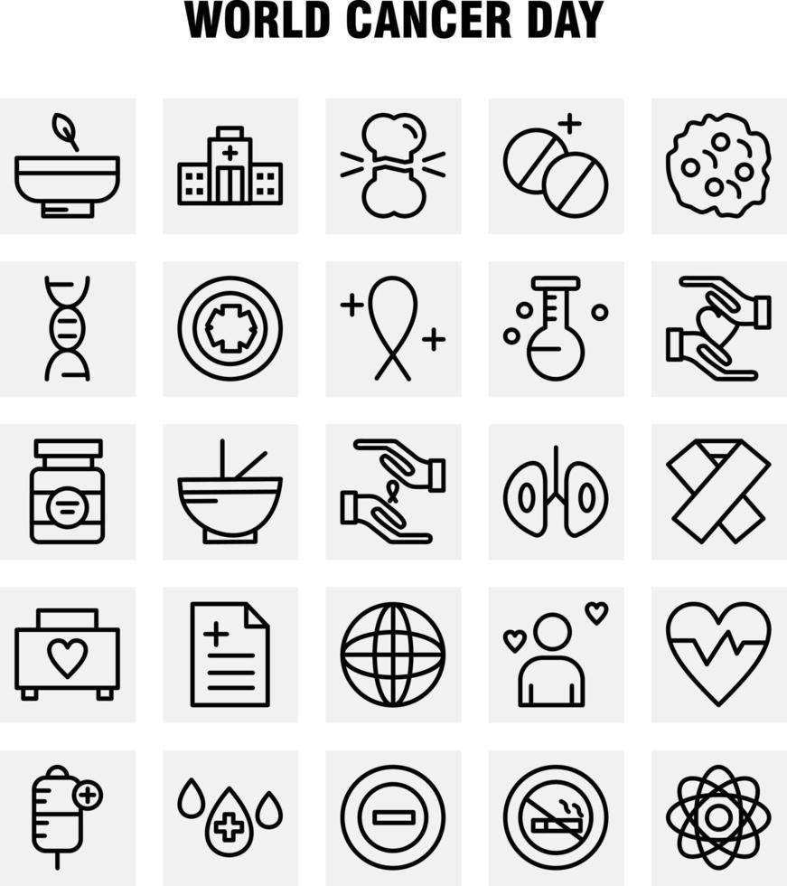 World Cancer Day Line Icons Set For Infographics Mobile UXUI Kit And Print Design Include Hands Ribbon Love Romantic Report Love Romantic Valentine Icon Set Vector