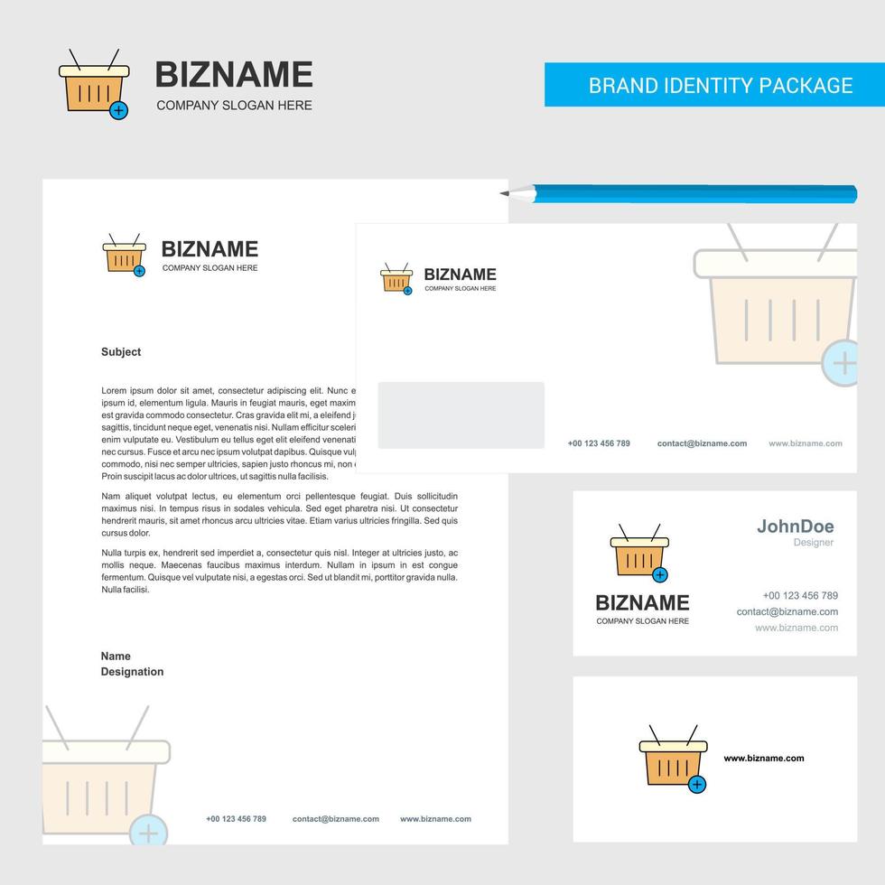 Basket Business Letterhead Envelope and visiting Card Design vector template