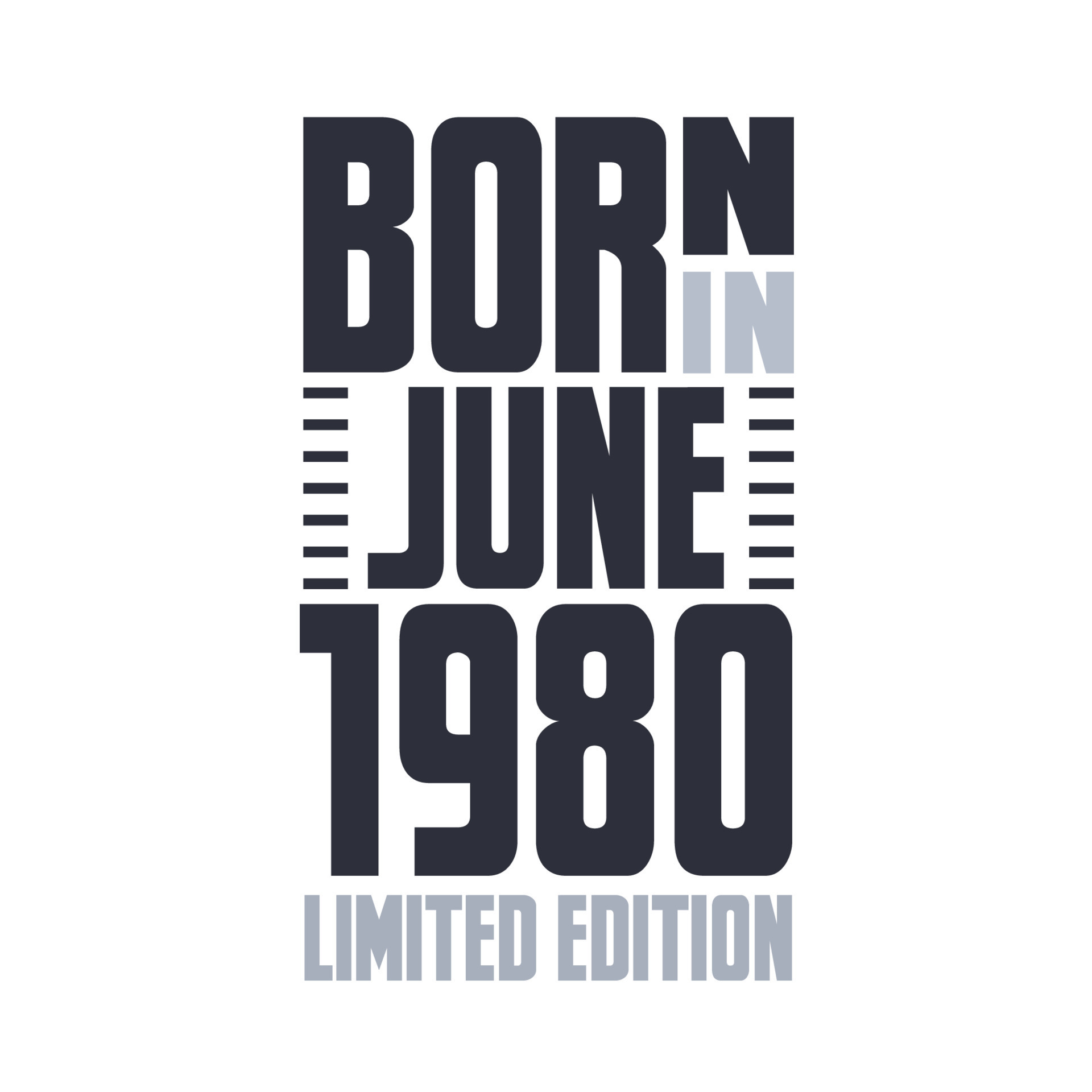 Born in June 1980. Birthday quotes design for June 1980 14205299 Vector