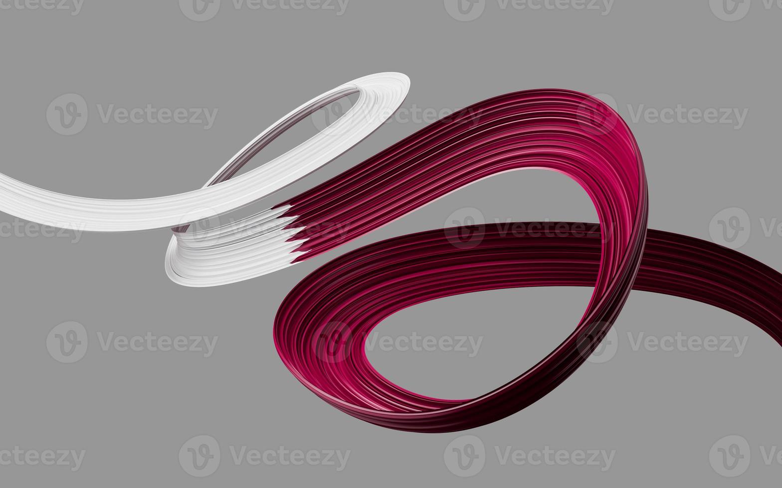 Qatar flag Ribbon 3d illustration on isolated background photo