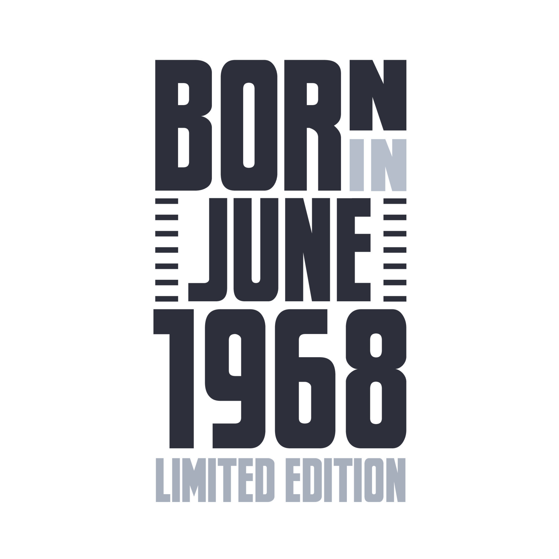 Born in June 1968. Birthday quotes design for June 1968 14206276 Vector Art at Vecteezy