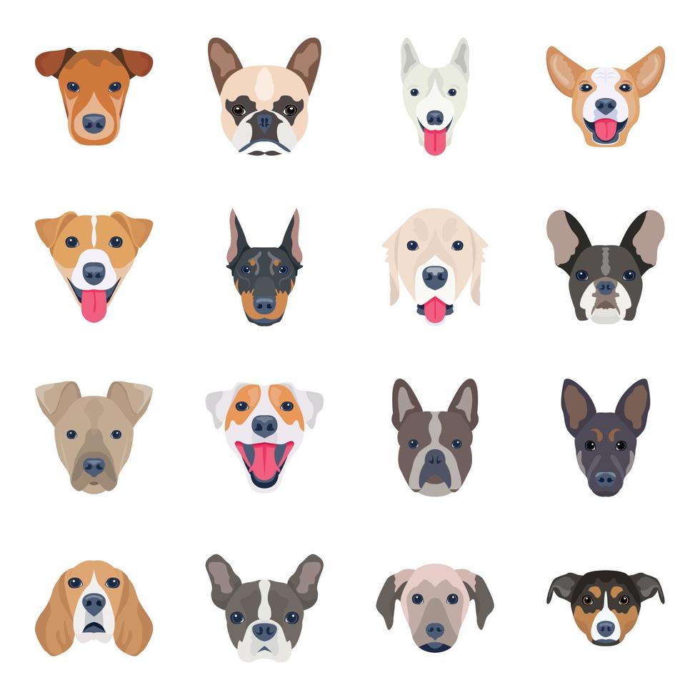 Pack of Hounds Flat Icons vector