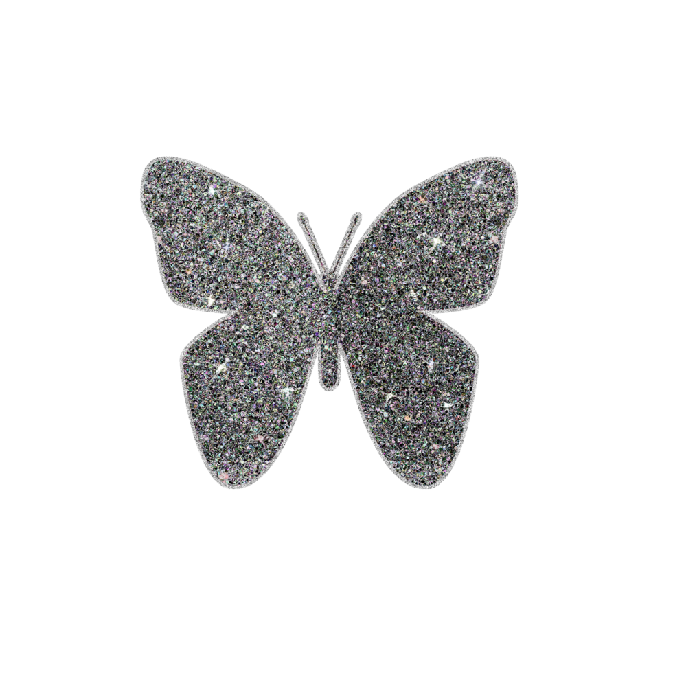 diseño de etiqueta de mariposa de textura de brillo de diamante negro de lujo png