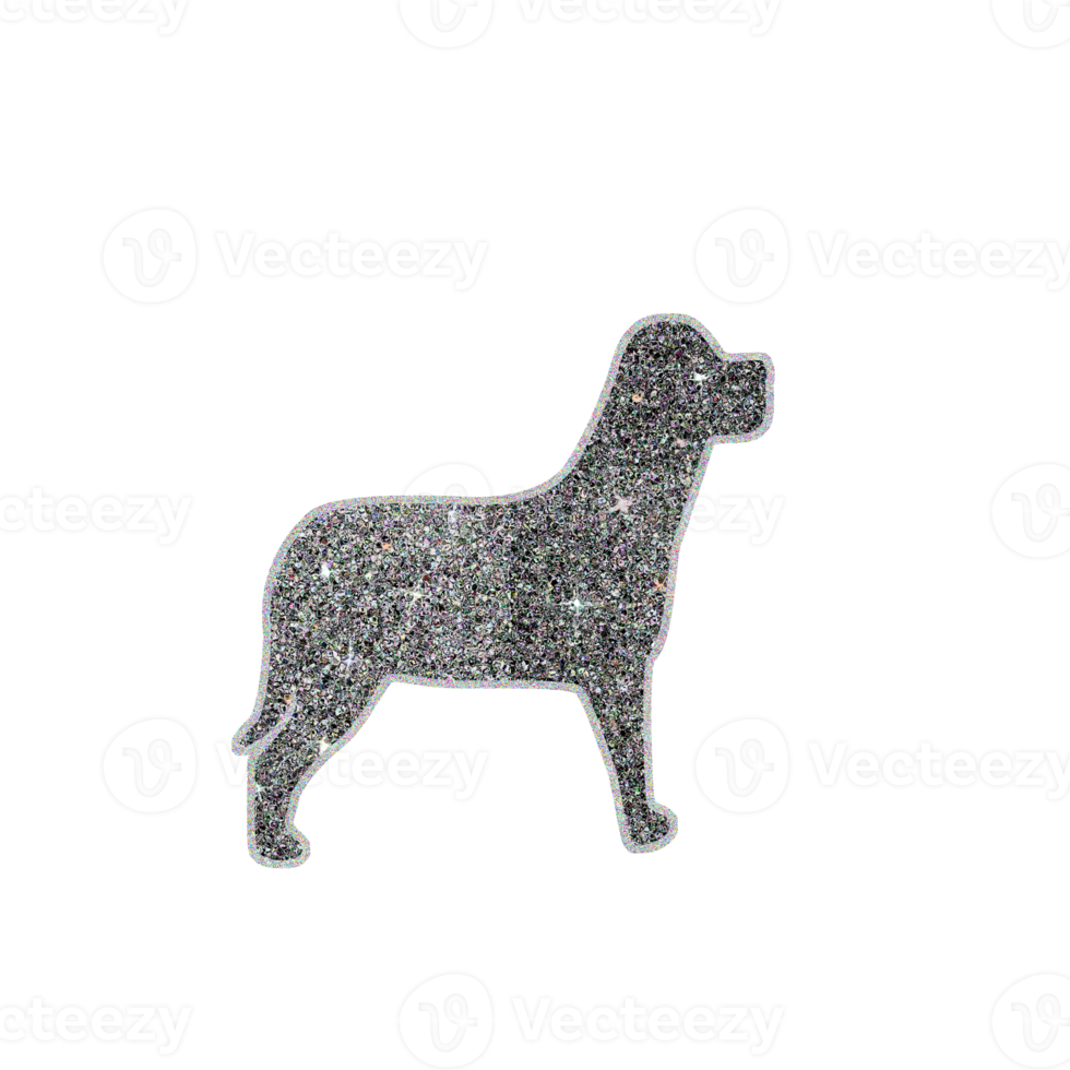 autocollant de texture de paillettes de diamant noir de chien png