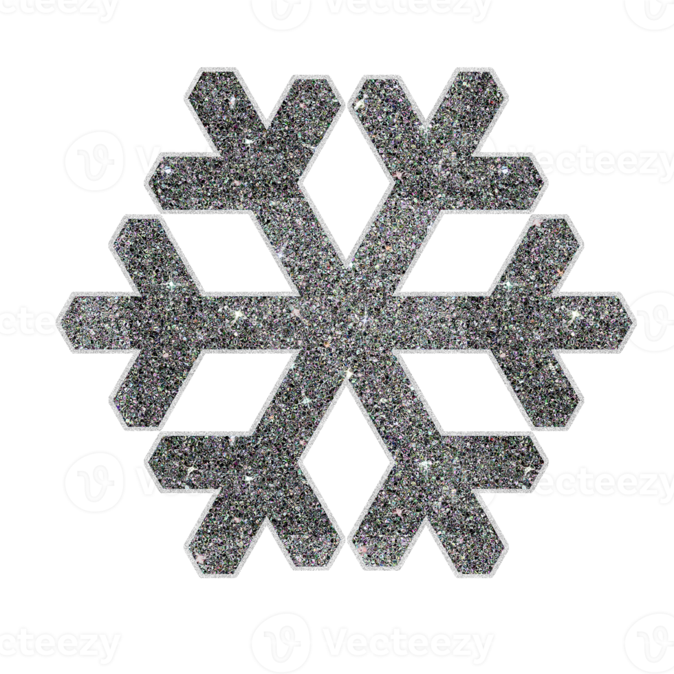 Black Diamond Glitter Texture Snowflake Sticker Design Transparent Background png