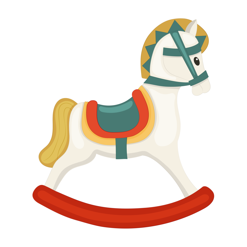 Cute children's toy rocking horse. PNG illustration.