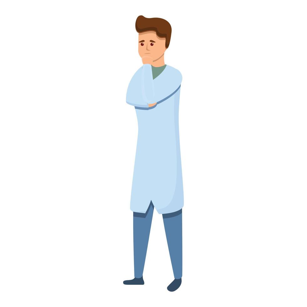 Sport doctor thinking icon, cartoon style vector