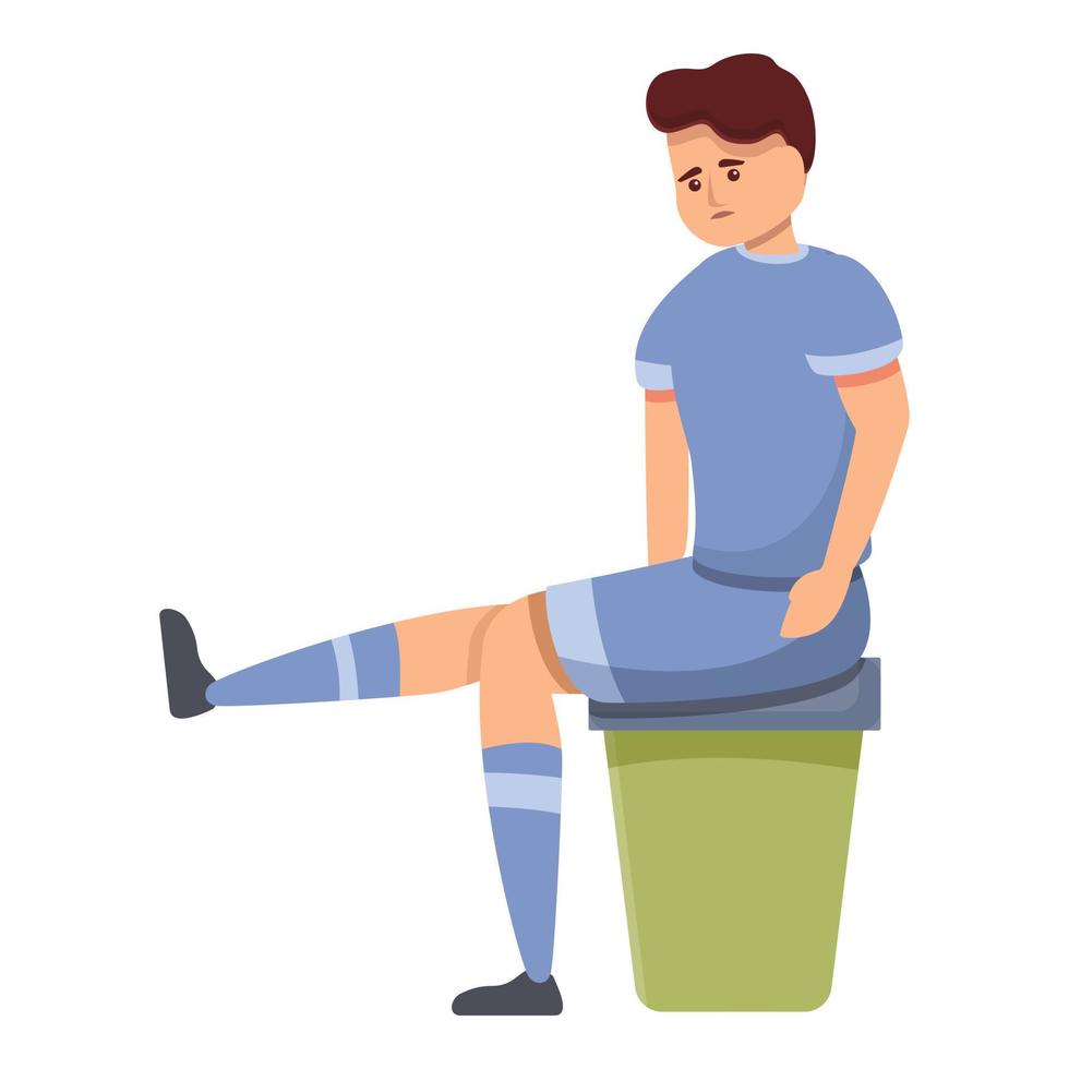 Soccer player need doctor help icon, cartoon style vector