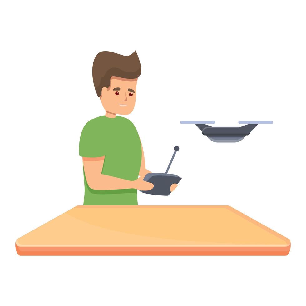 Kid control drone icon, cartoon style vector